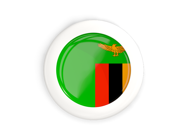 White framed round button. Download flag icon of Zambia at PNG format