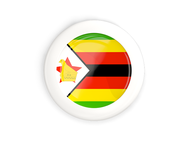 White framed round button. Download flag icon of Zimbabwe at PNG format