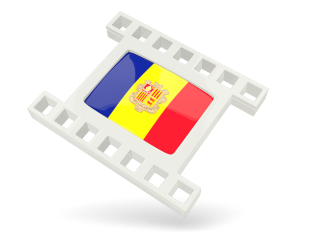 White movie icon. Download flag icon of Andorra at PNG format