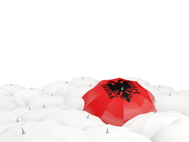 Белые зонтики с флагом. Скачать флаг. Албания