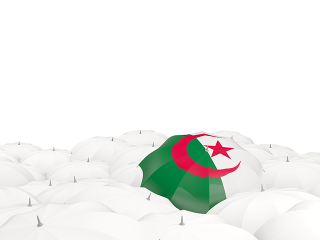 White umbrellas with flag. Download flag icon of Algeria at PNG format