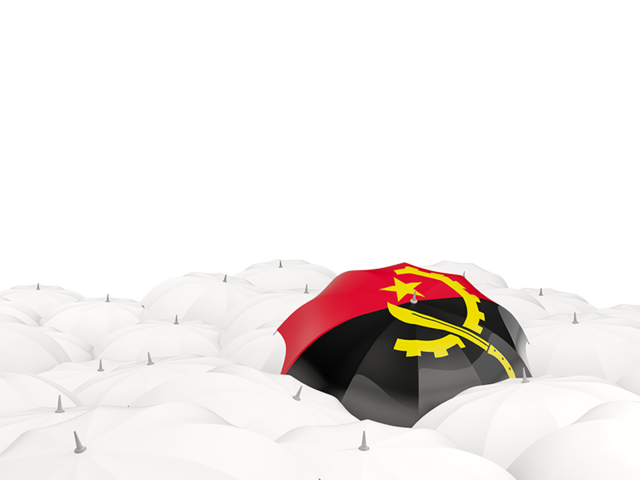 Белые зонтики с флагом. Скачать флаг. Ангола