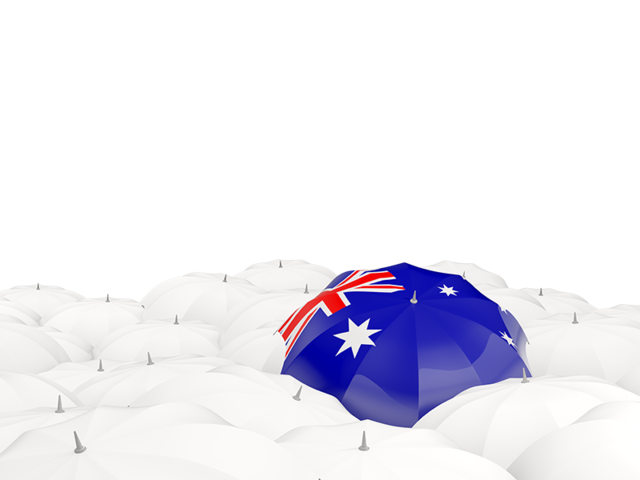 Белые зонтики с флагом. Скачать флаг. Австралийский Союз