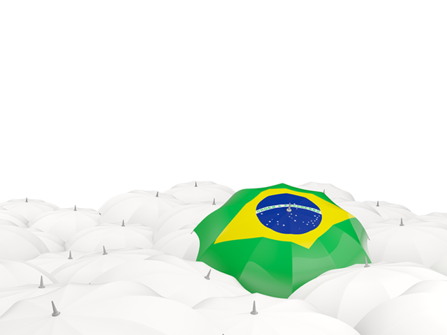 Белые зонтики с флагом. Скачать флаг. Бразилия
