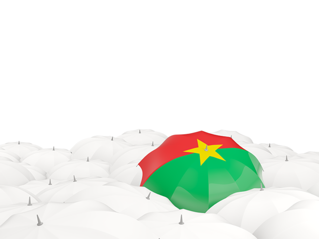 Белые зонтики с флагом. Скачать флаг. Буркина Фасо
