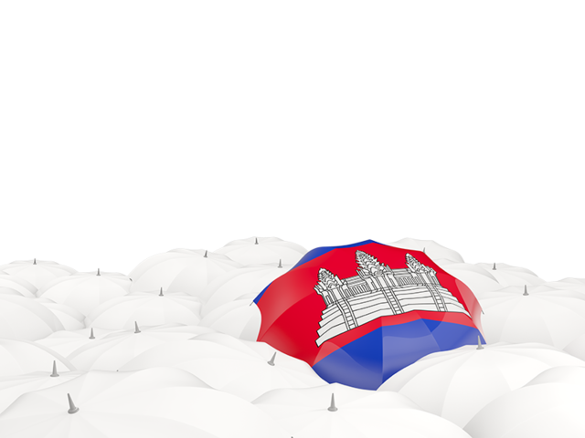 White umbrellas with flag. Download flag icon of Cambodia at PNG format