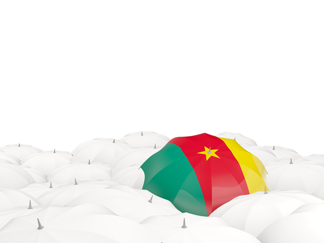 Белые зонтики с флагом. Скачать флаг. Камерун