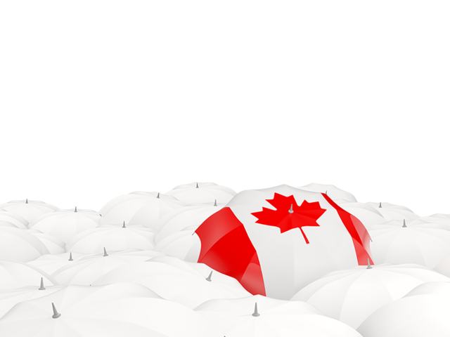 Белые зонтики с флагом. Скачать флаг. Канада