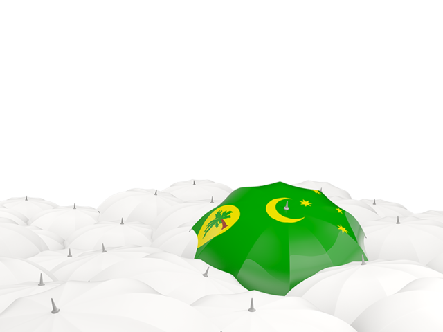 White umbrellas with flag. Download flag icon of Cocos Islands at PNG format