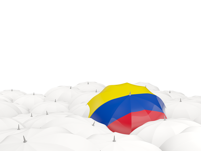 White umbrellas with flag. Download flag icon of Colombia at PNG format