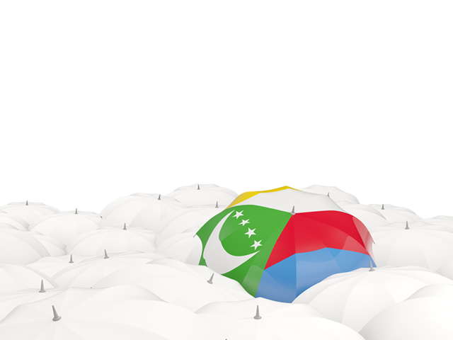 White umbrellas with flag. Download flag icon of Comoros at PNG format