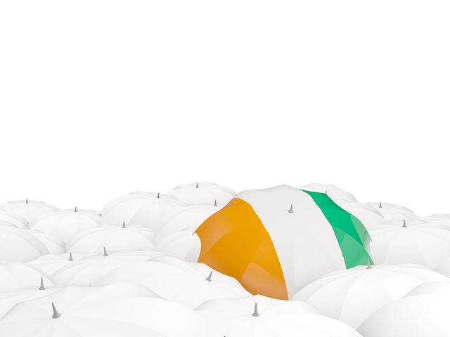 Белые зонтики с флагом. Скачать флаг. Кот-д'Ивуар