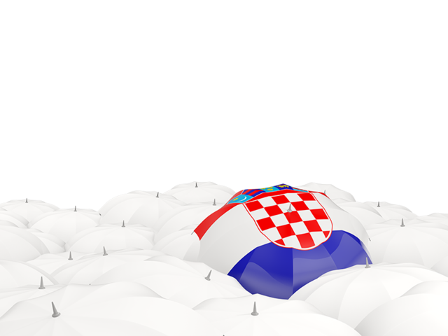 Белые зонтики с флагом. Скачать флаг. Хорватия