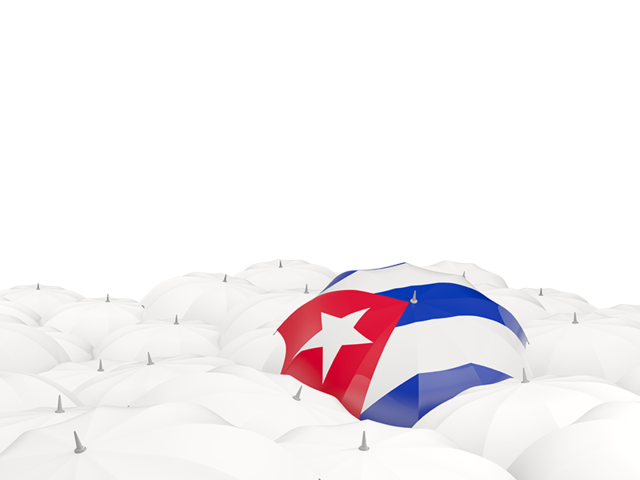 Белые зонтики с флагом. Скачать флаг. Куба