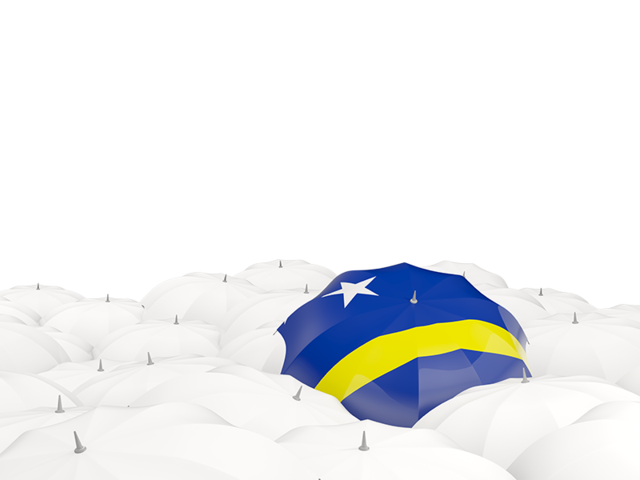 White umbrellas with flag. Download flag icon of Curacao at PNG format