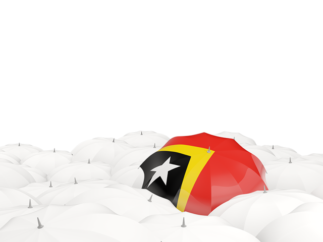 Белые зонтики с флагом. Скачать флаг. Восточный Тимор