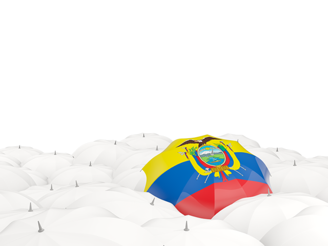 Белые зонтики с флагом. Скачать флаг. Эквадор