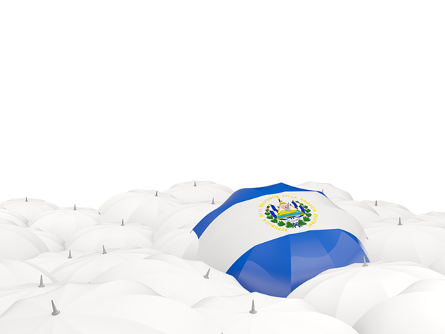 Белые зонтики с флагом. Скачать флаг. Сальвадор