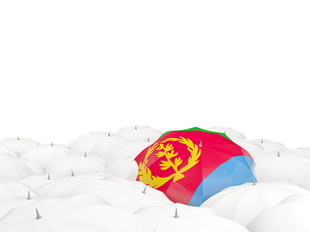 Белые зонтики с флагом. Скачать флаг. Эритрея