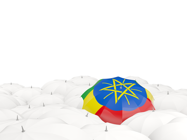 Белые зонтики с флагом. Скачать флаг. Эфиопия