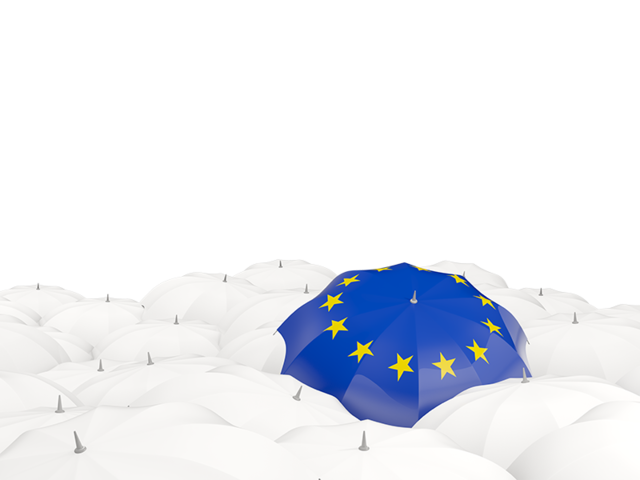 White umbrellas with flag. Download flag icon of European Union at PNG format