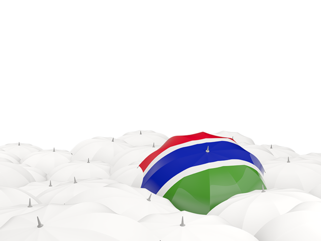 Белые зонтики с флагом. Скачать флаг. Гамбия