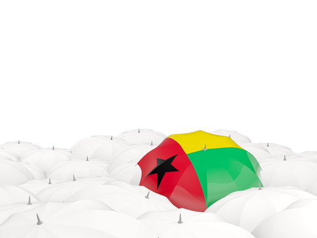 Белые зонтики с флагом. Скачать флаг. Гвинея-Бисау