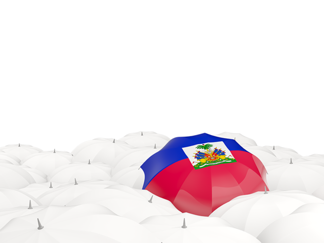 Белые зонтики с флагом. Скачать флаг. Гаити