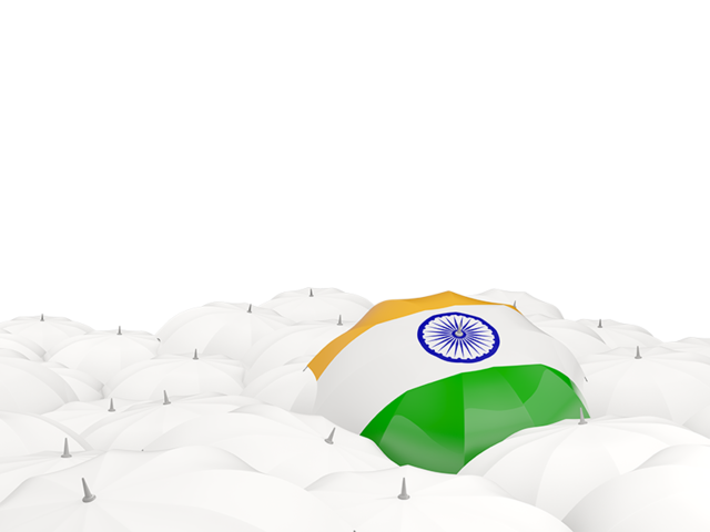 Белые зонтики с флагом. Скачать флаг. Индия