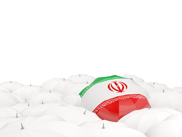 White umbrellas with flag. Download flag icon of Iran at PNG format