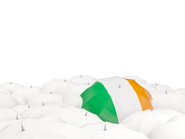 Белые зонтики с флагом. Скачать флаг. Ирландия
