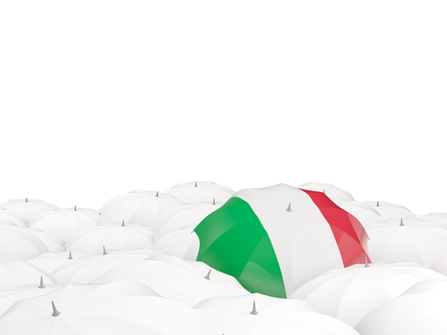 Белые зонтики с флагом. Скачать флаг. Италия