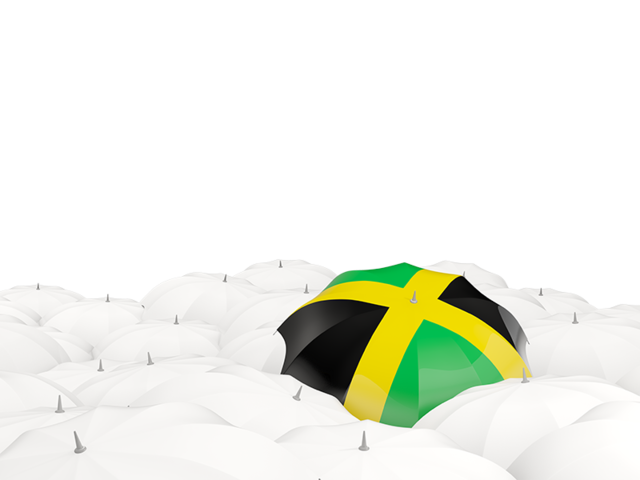 Белые зонтики с флагом. Скачать флаг. Ямайка