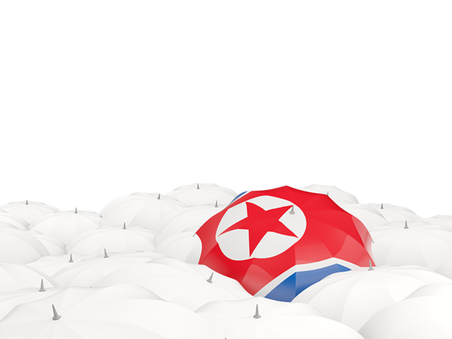 Белые зонтики с флагом. Скачать флаг. Северная Корея