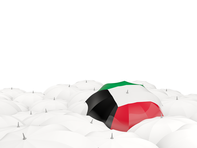 Белые зонтики с флагом. Скачать флаг. Кувейт