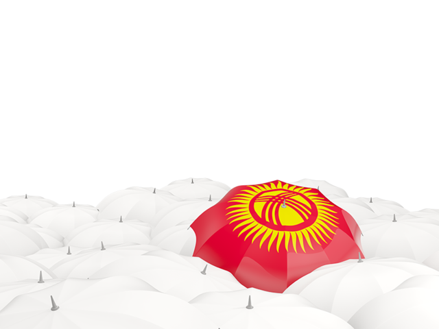 White umbrellas with flag. Download flag icon of Kyrgyzstan at PNG format