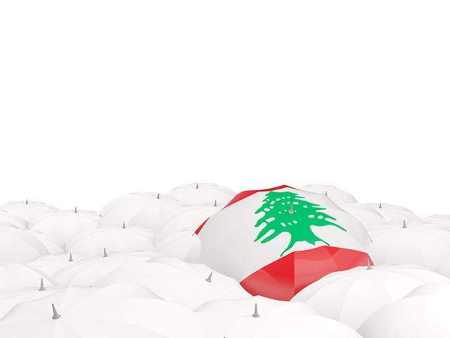 White umbrellas with flag. Download flag icon of Lebanon at PNG format