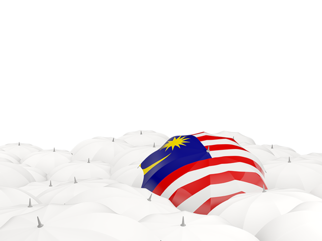 Белые зонтики с флагом. Скачать флаг. Малайзия