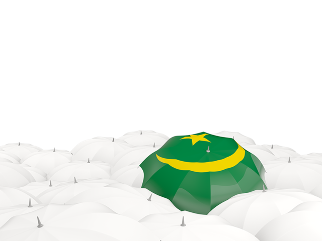 White umbrellas with flag. Download flag icon of Mauritania at PNG format