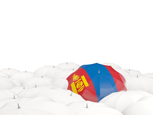 Белые зонтики с флагом. Скачать флаг. Монголия