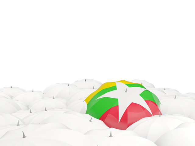 White umbrellas with flag. Download flag icon of Myanmar at PNG format