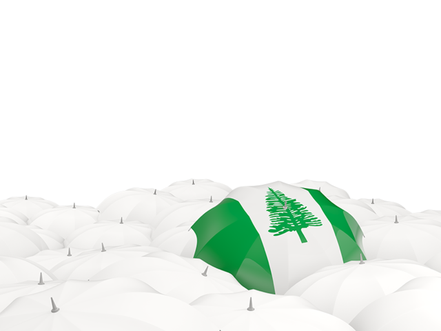 White umbrellas with flag. Download flag icon of Norfolk Island at PNG format