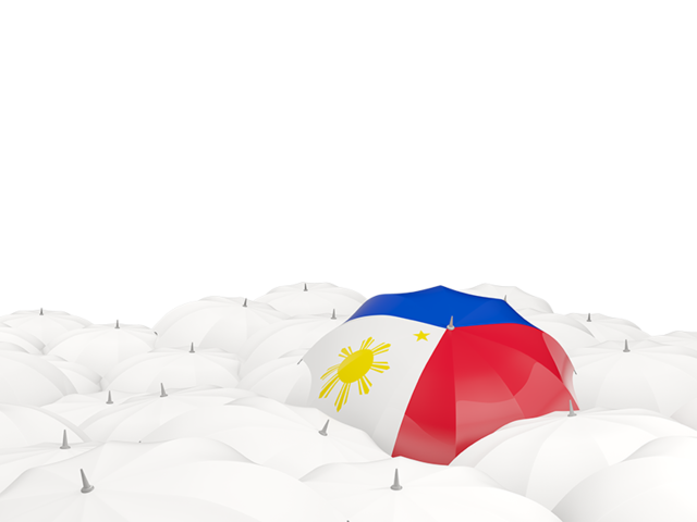 Белые зонтики с флагом. Скачать флаг. Филиппины