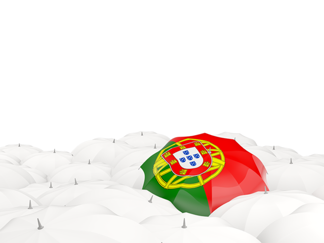 Белые зонтики с флагом. Скачать флаг. Португалия