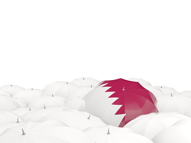 Белые зонтики с флагом. Скачать флаг. Катар
