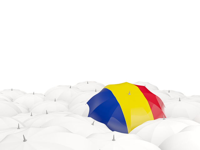 White umbrellas with flag. Download flag icon of Romania at PNG format