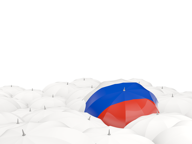 Белые зонтики с флагом. Скачать флаг. Россия