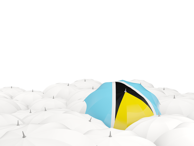 White umbrellas with flag. Download flag icon of Saint Lucia at PNG format