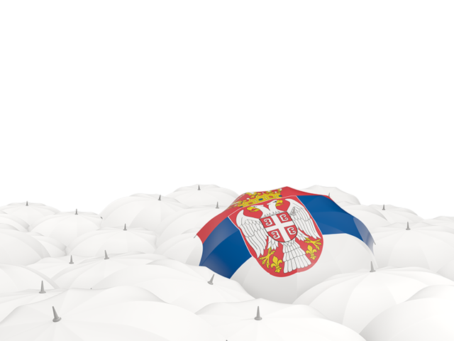 Белые зонтики с флагом. Скачать флаг. Сербия