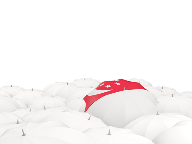 White umbrellas with flag. Download flag icon of Singapore at PNG format